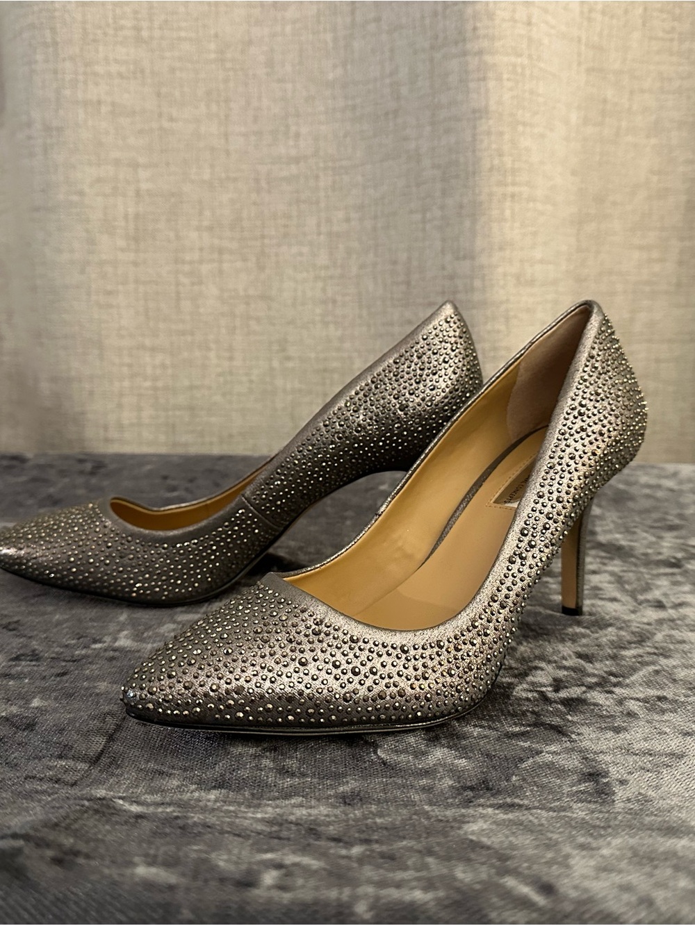 INC International Concepts Silver Crystal-Studded Pointed-Toe Pumps